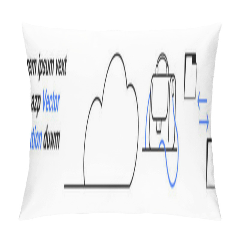 Personality  Cloud Connected To A Bag By A Cable, Transferring Files To A Folder. Ideal For Cloud Computing, Data Transfer, Digital Storage, File Management, Technology Services, IT Solutions, And Online Storage Pillow Covers