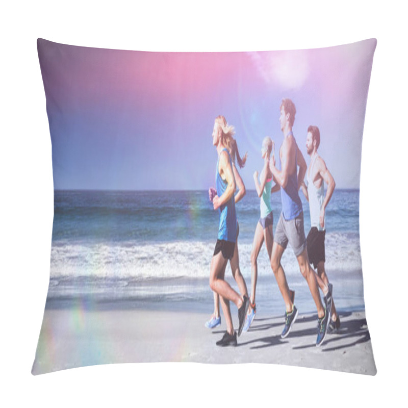 Personality  People Jogging On Beach Pillow Covers