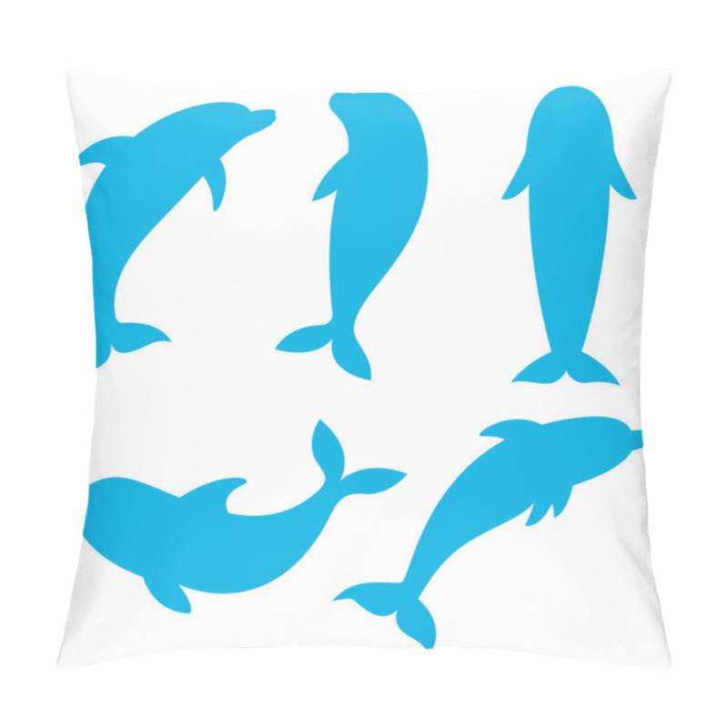 Personality  Dolphin Silhouettes On The White Background. Swimming Dolphins. Pillow Covers