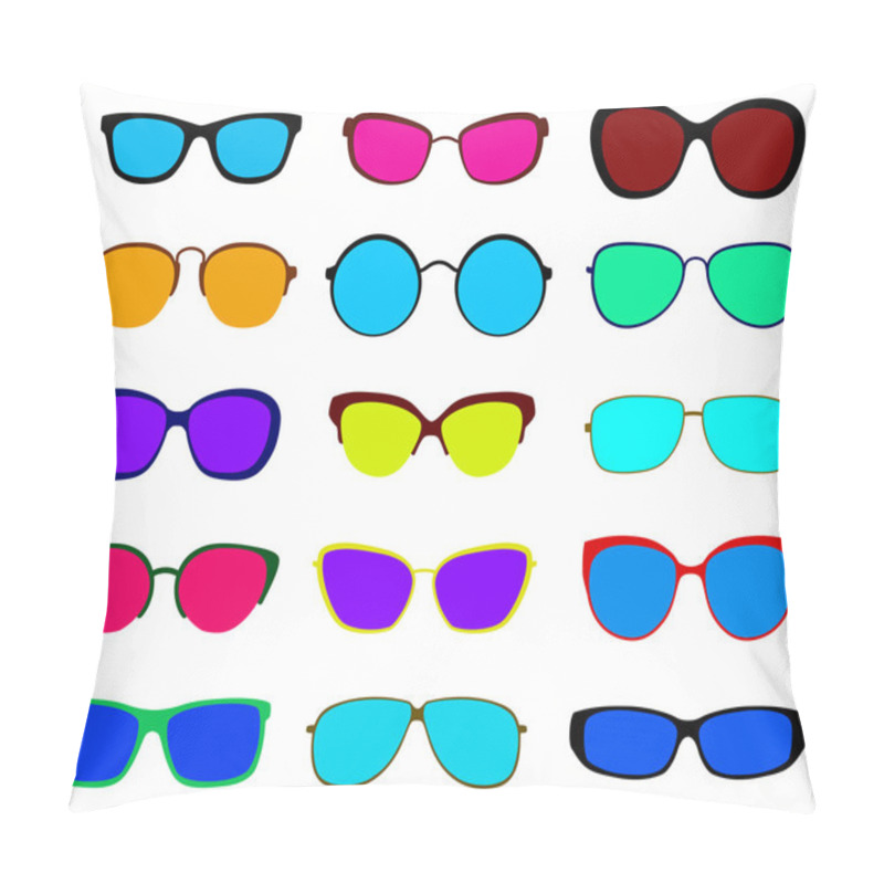 Personality  Set Of Sunglasses. Flat Design Pillow Covers