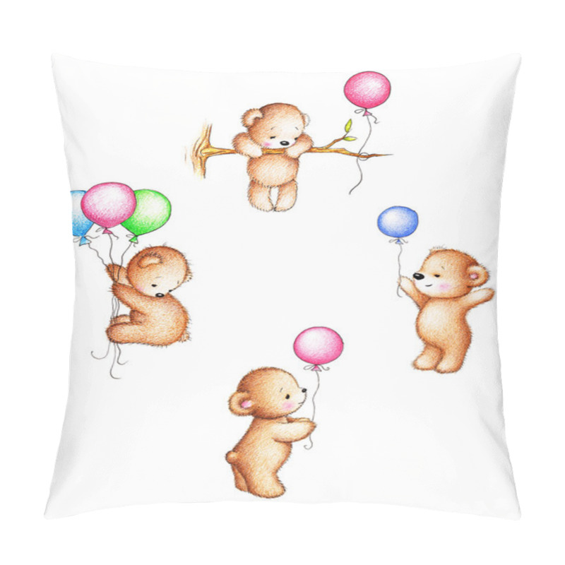 Personality  Teddy Bears With  Balloons Pillow Covers