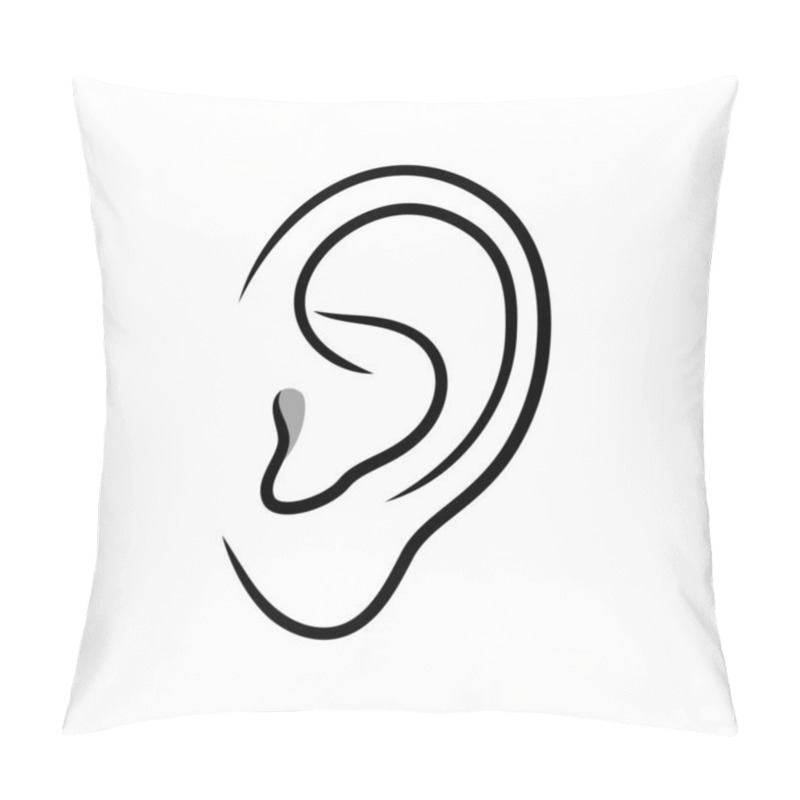 Personality  Ear Line Icon Isolated On White Background Pillow Covers