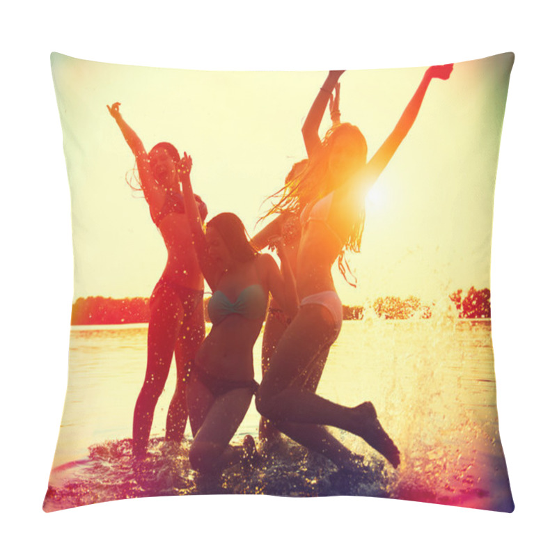 Personality  Teenage Girls Having Fun In Water Pillow Covers