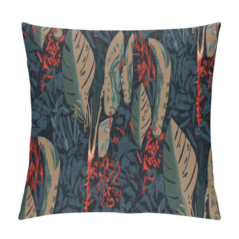 Personality  Exotic Jungle Plants Seamless Pattern Prints, Abstract Flowers, Vector Graphics. Perfect For Fashion, Textiles, And Artistic Projects Collection Of Modern Creative Illustrations Designs. Pillow Covers