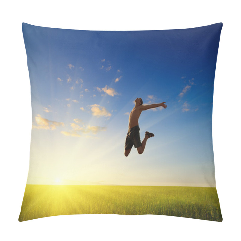 Personality  Jump Of Happy Man Pillow Covers