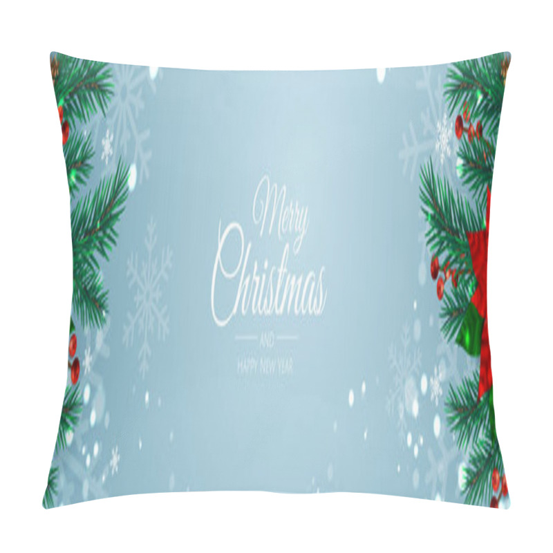 Personality  Christmas Banner. Background Xmas Objects Viewed From Above. BackgroundMerry Christmas And Happy New Year Pillow Covers