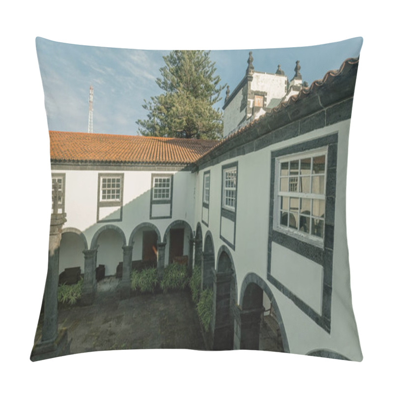 Personality  Internal Yard Of Pousada Do Pico Youth Hostel Made In The Old Monastery Building At Pico Island Azores, Portugal Pillow Covers