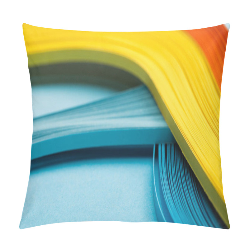 Personality  Close Up Of Yellow, Orange And Blue Abstract Bright Lines On Blue Background Pillow Covers