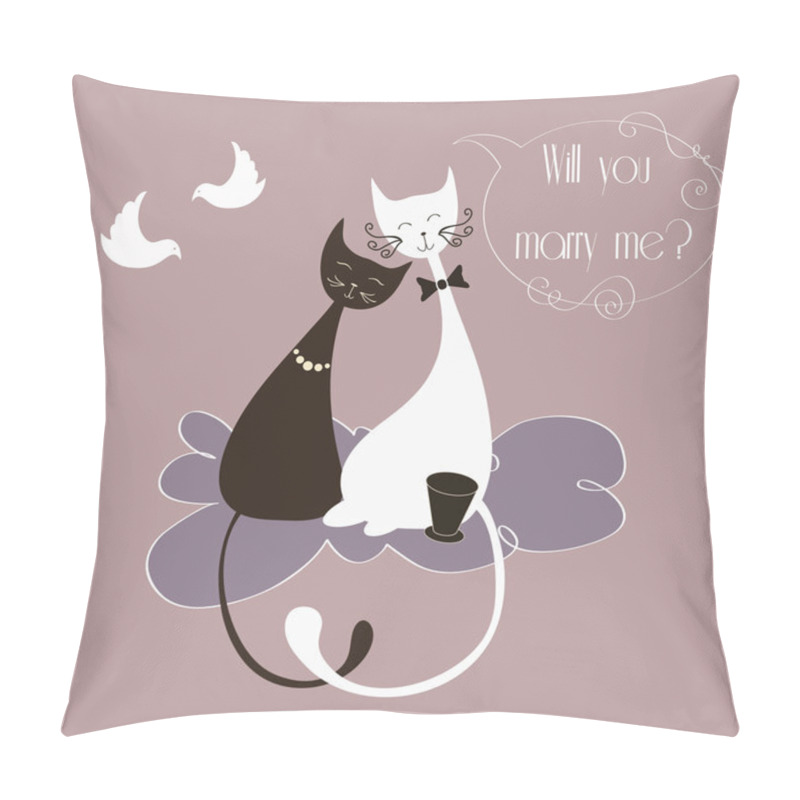 Personality  Vector Illustration With Cute Lovers Cats Pillow Covers