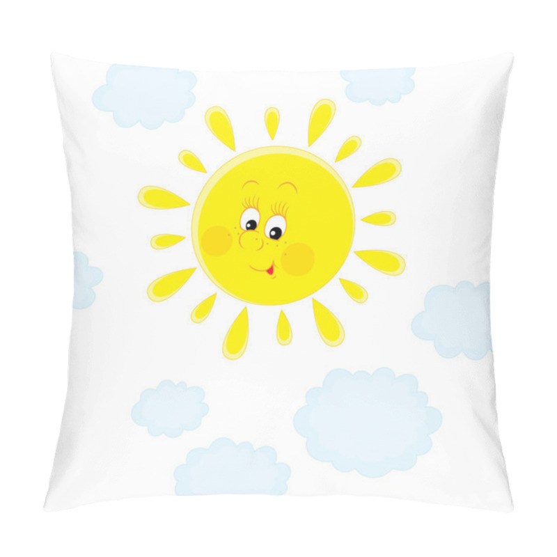 Personality  Smiling Bright Sun And Blue Cloud Lets Pillow Covers