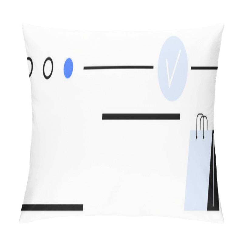 Personality  Blue Checkmark, Shopping Bag, Floating Lines, And Circles Highlighting Online Purchases, E-commerce, Secure Transactions, And Modern Design. Ideal For Digital Payments, Retail Consumer Trust UIUX Pillow Covers