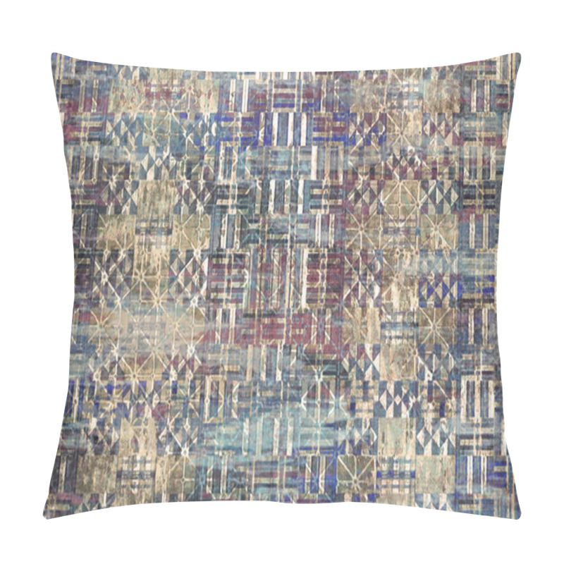 Personality  Geometrical Carpet Abstract Pattern In High Definition Texture Isolated On White Canvas With Trending Colors Pillow Covers