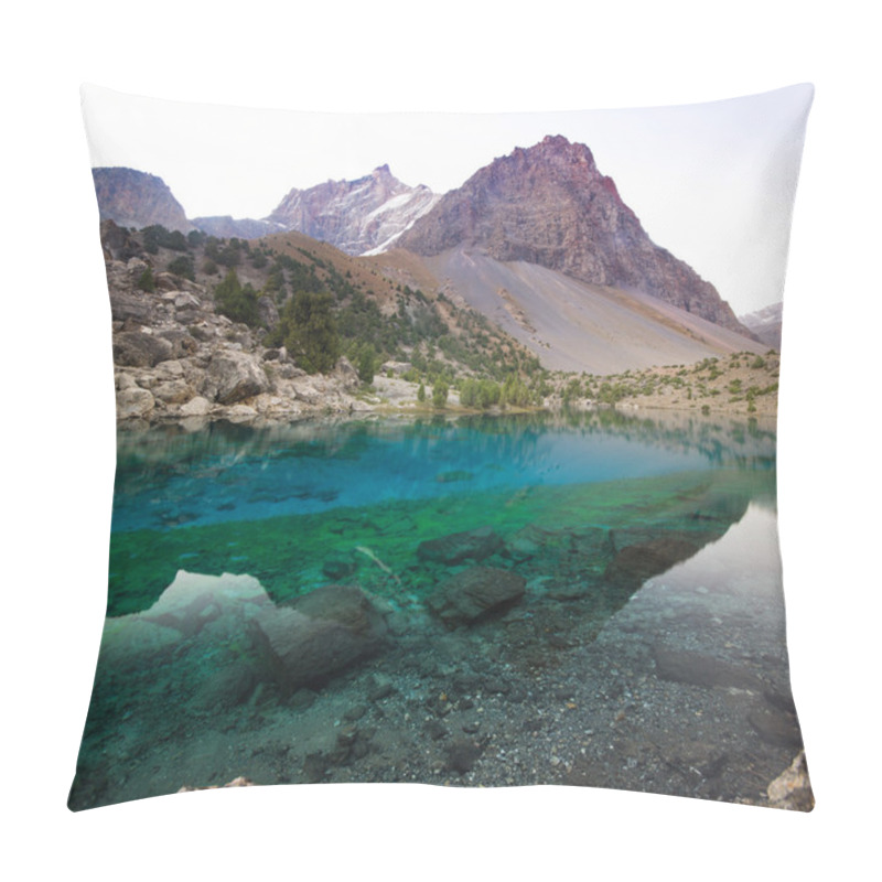 Personality  Deep Blue Lake In Fann Mountains At Sunrise Pillow Covers