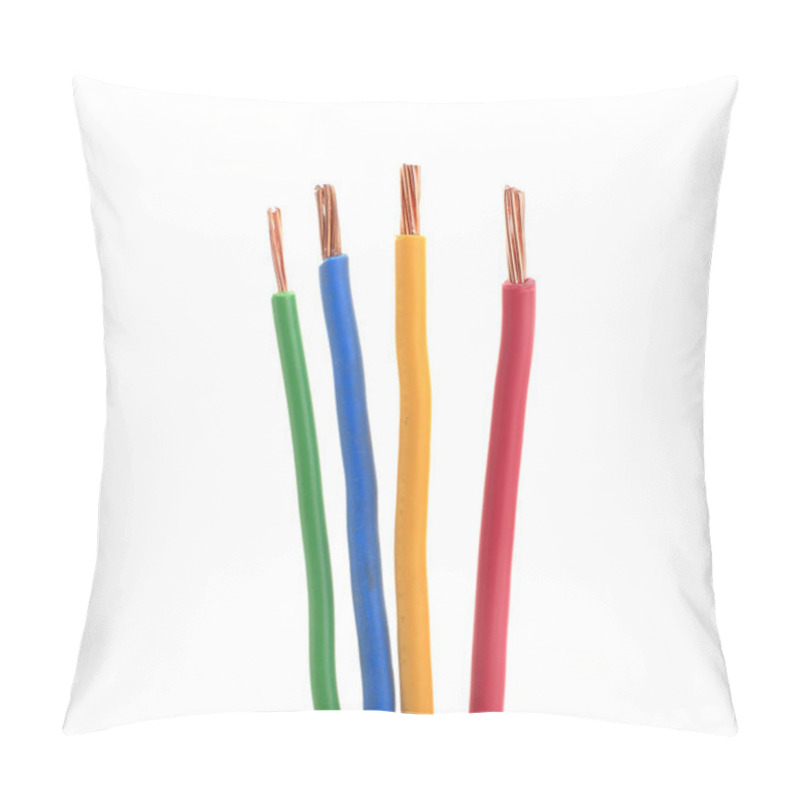 Personality  Four Electrical Wire Or Cable Stripped Isolated White Pillow Covers