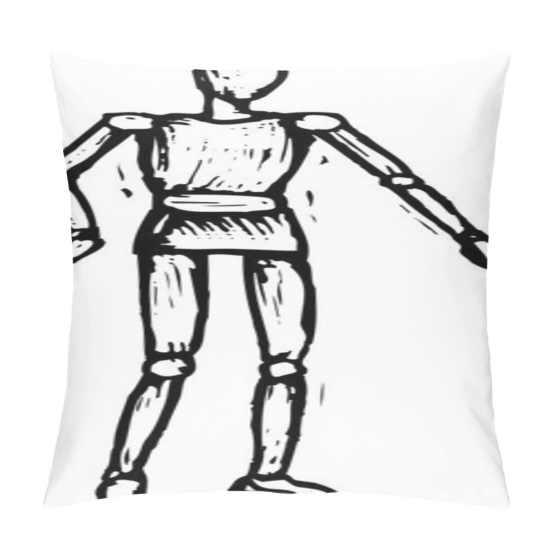 Personality  Vector Illustration Of Wooden Artist Model Pillow Covers