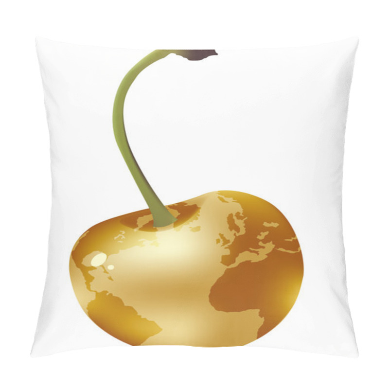 Personality  Golden Cherry With World Map Pillow Covers