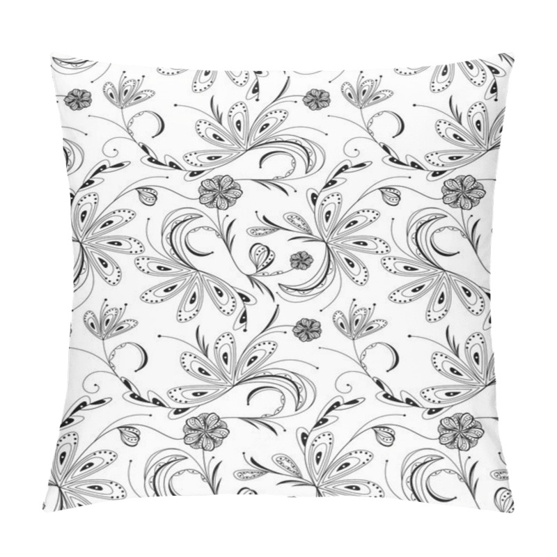 Personality  Seamless Floral Pattern, Balck And White Pillow Covers