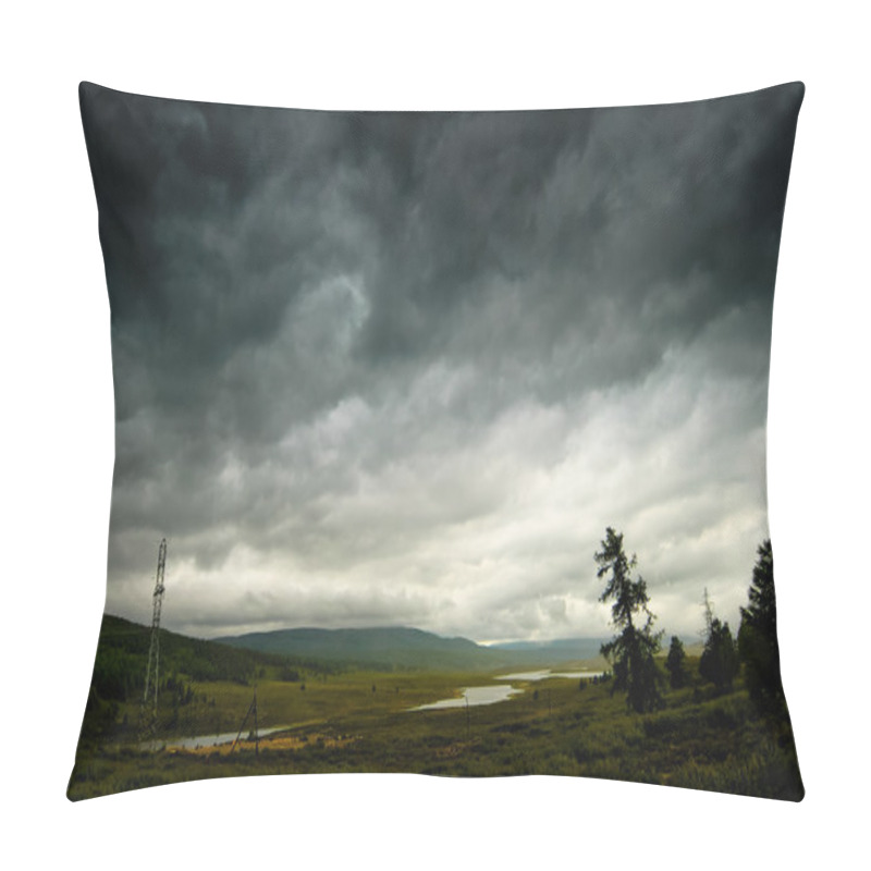 Personality  Black Stormy Sky In The Rain In The Mountains. Altai. Russia Pillow Covers