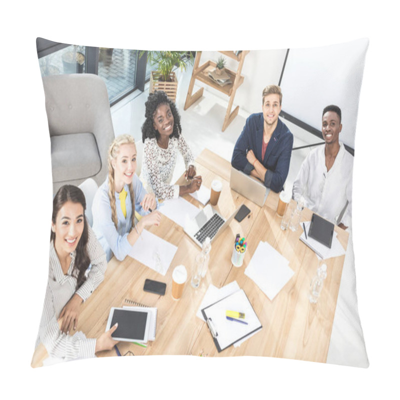 Personality  Multicultural Businesspeople Discussing Work Pillow Covers