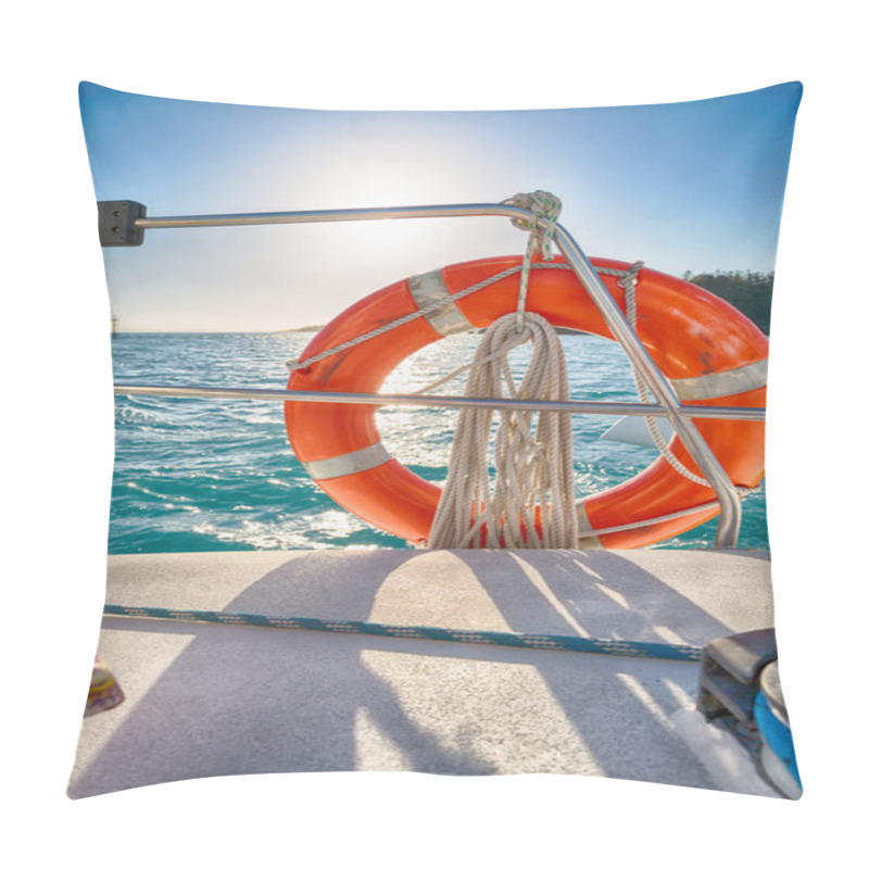 Personality  In  Australia  The Concept Of Safety In The Ocean With  Lifebuoy In The Boat Pillow Covers