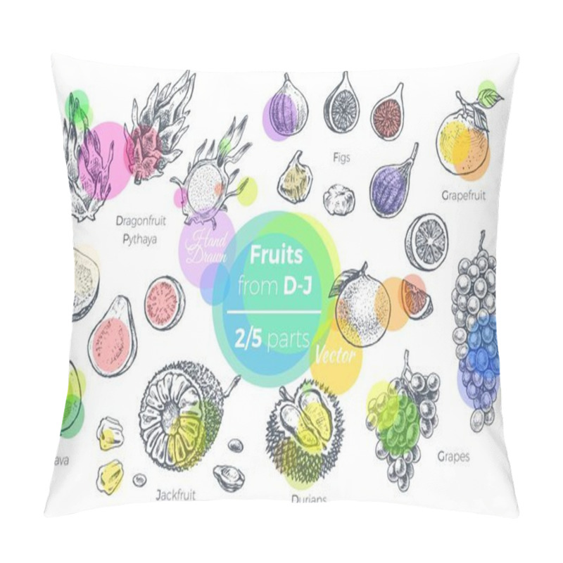 Personality  Fruits Hand Drawn Icons Set. Fresh Organic Food Pillow Covers