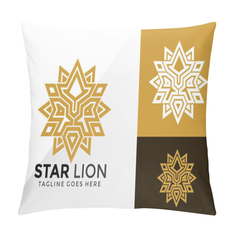 Personality  Luxury Strar Lion Logo Design, Brand Identity Logos Designs Vector Illustration Template Pillow Covers