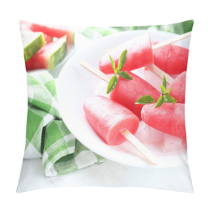 Personality  Watermelon Popsicles  With Ice And Mint Pillow Covers