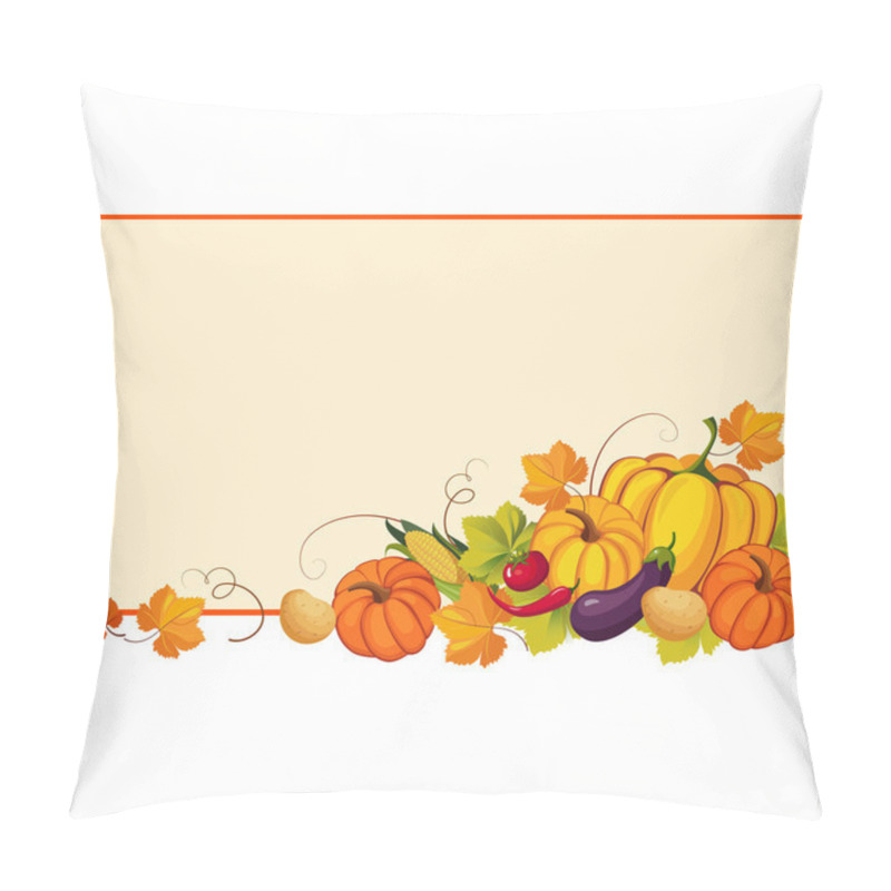 Personality  Autumn Banners With Ripe Vegetables Pillow Covers