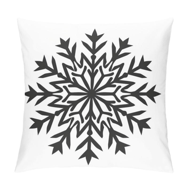 Personality  Intricate Black Snowflake Pattern With Sharp, Angular Designs Showcasing Winter's Beauty. Pillow Covers