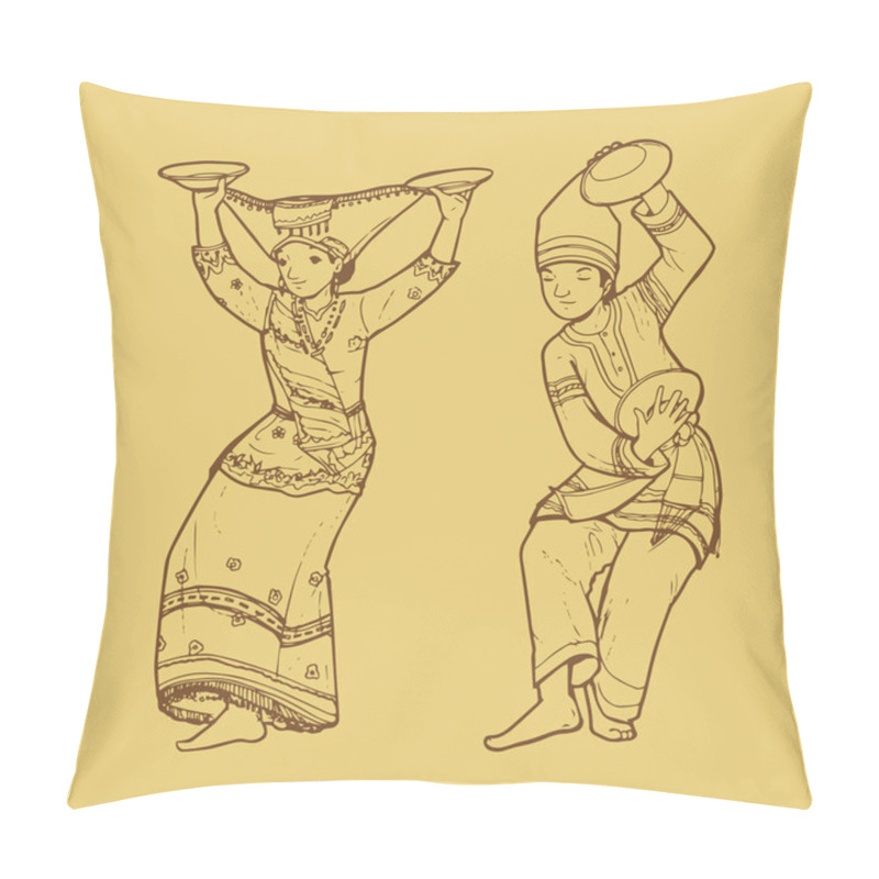 Personality  Traditional Indonesian Dance, Tari Piring Pillow Covers