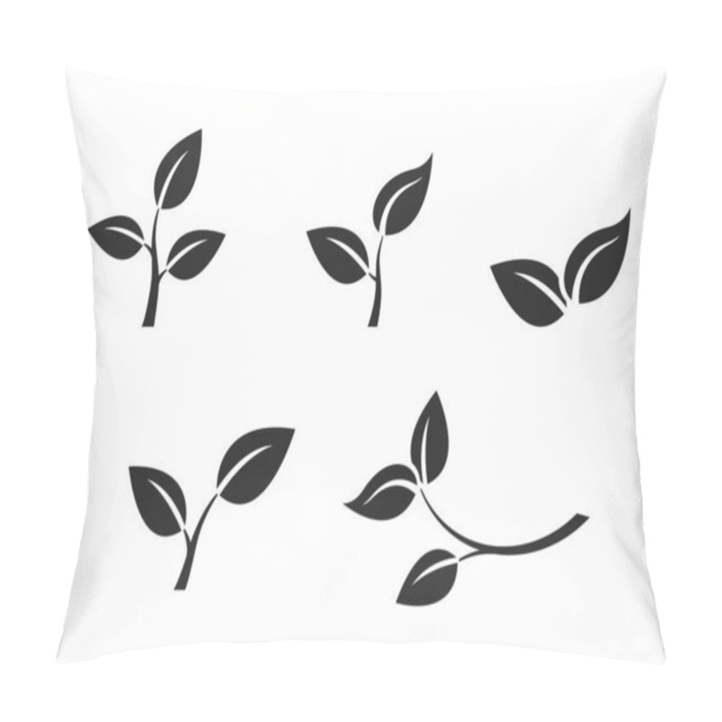 Personality  Plant Sprout And Leaves Icon Set. Eco And Environment Symbol. Nature Design Element. Vector Image In Flat Style Pillow Covers