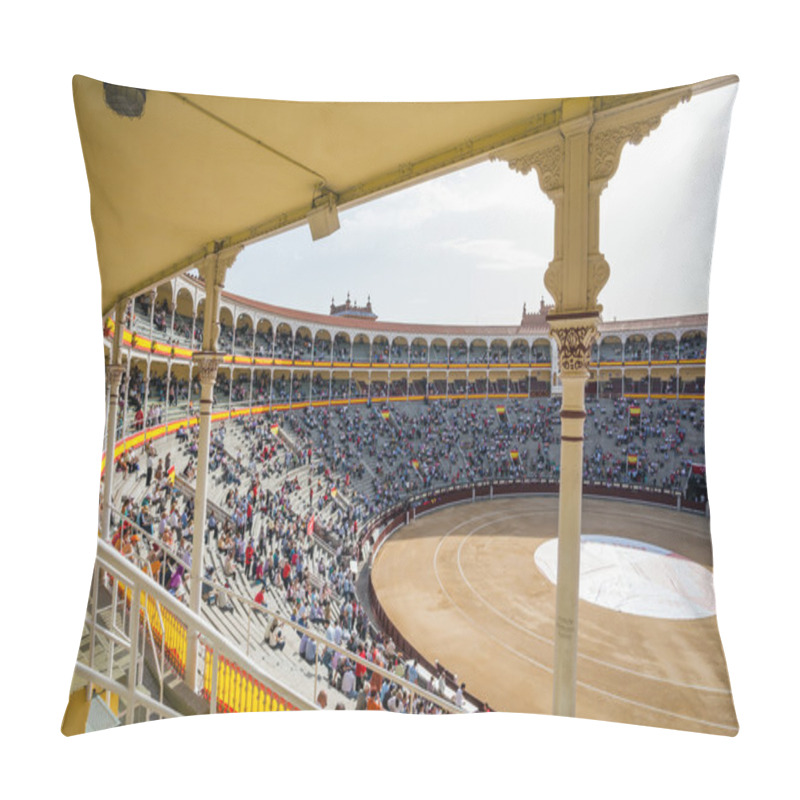 Personality  Plaza De Toros De Las Ventas Interior View With Tourists Gatheri Pillow Covers