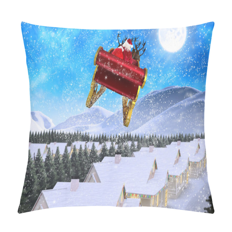 Personality  Composite Image Of Santa Flying His Sleigh Pillow Covers