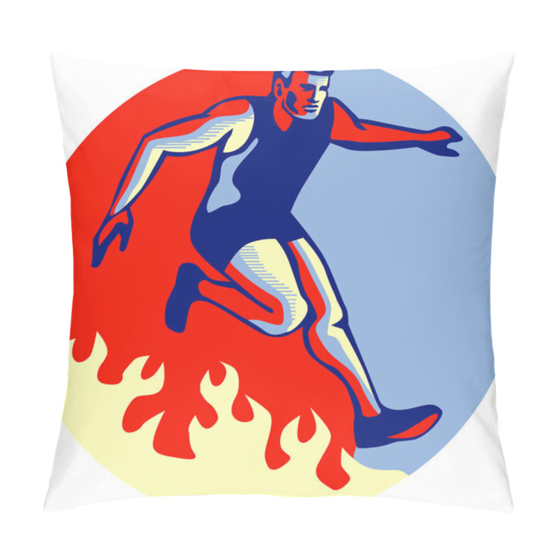 Personality  Obstacle Racing Jumping Fire Retro Pillow Covers