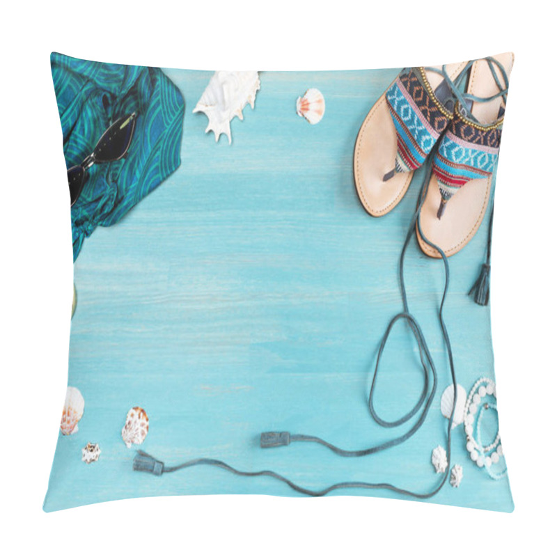 Personality  Summer Beach Accessories On Table  Pillow Covers