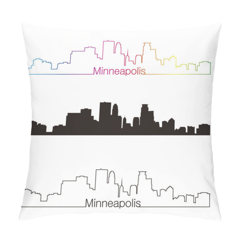 Personality  Minneapolis Skyline Linear Style With Rainbow Pillow Covers