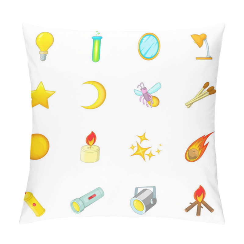 Personality  Sources Of Light Icons Set, Cartoon Style Pillow Covers