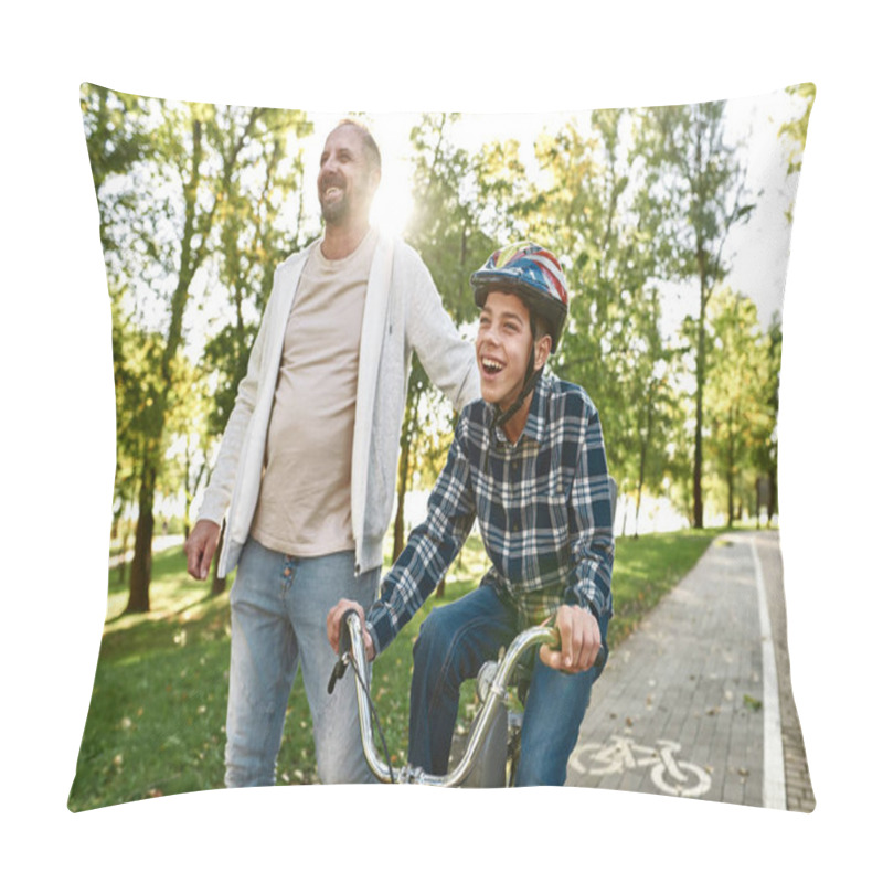 Personality  Dad Help His Son With Cerebral Palsy Ride Bicycle Pillow Covers