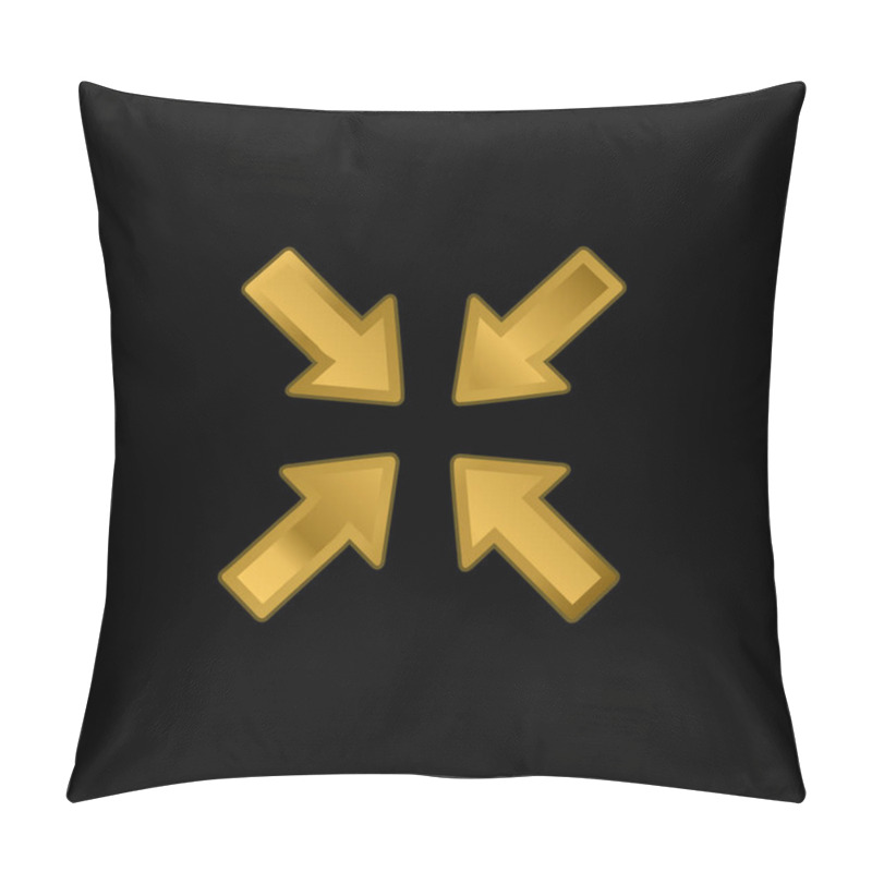 Personality  Arrows Pointing To Center Gold Plated Metalic Icon Or Logo Vector Pillow Covers