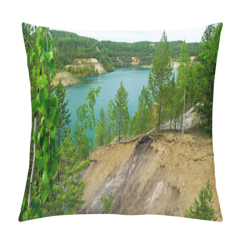 Personality  Abandoned Mountain Quarry. The Mine Workings Are Filled With Water Of A Deep Blue Color. Pillow Covers