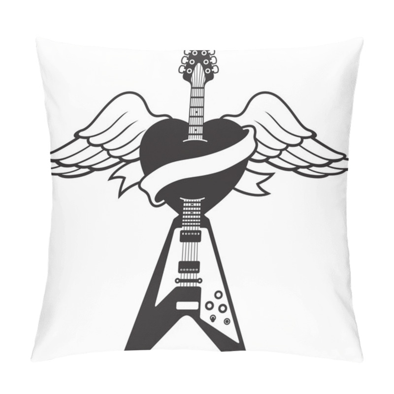 Personality  Tattoo-style Guitar Illustration Pillow Covers