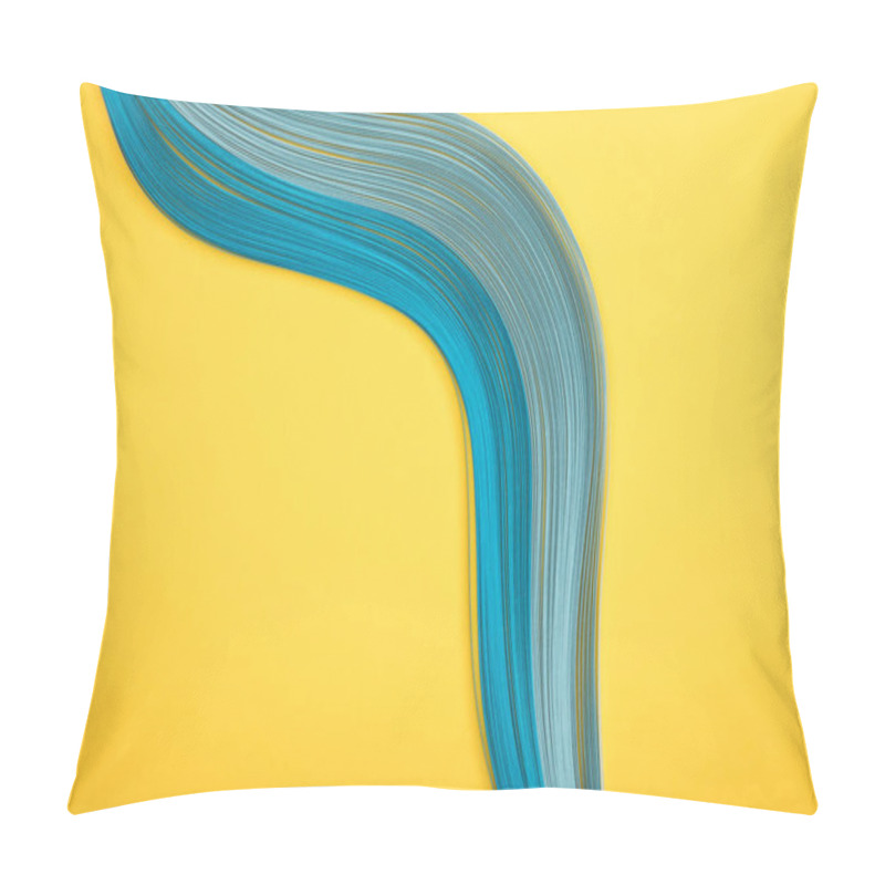 Personality  Top View Of Curved Blue Lines On Yellow Background Pillow Covers