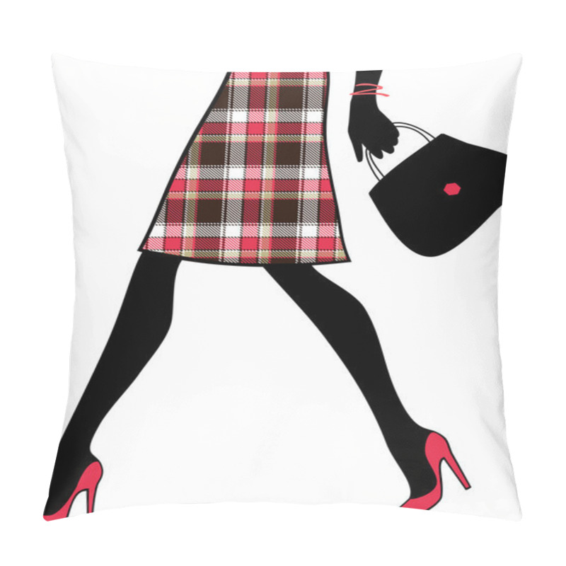 Personality  Woman Sexy Legs With Handbag. Shopping And Business. Vector Illu Pillow Covers