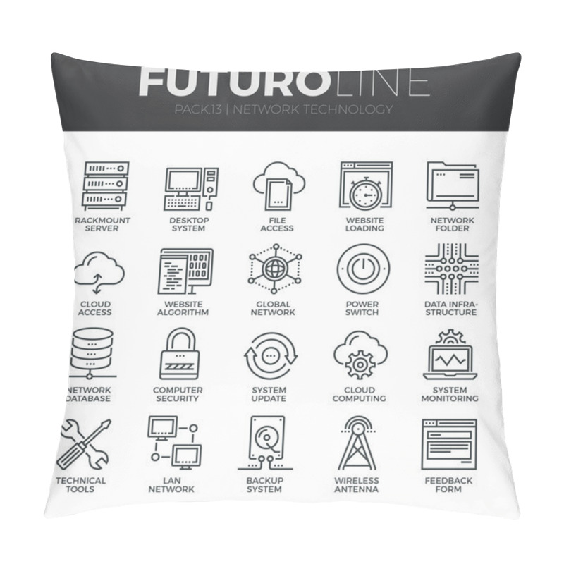 Personality  Network Technology Icons Set Pillow Covers