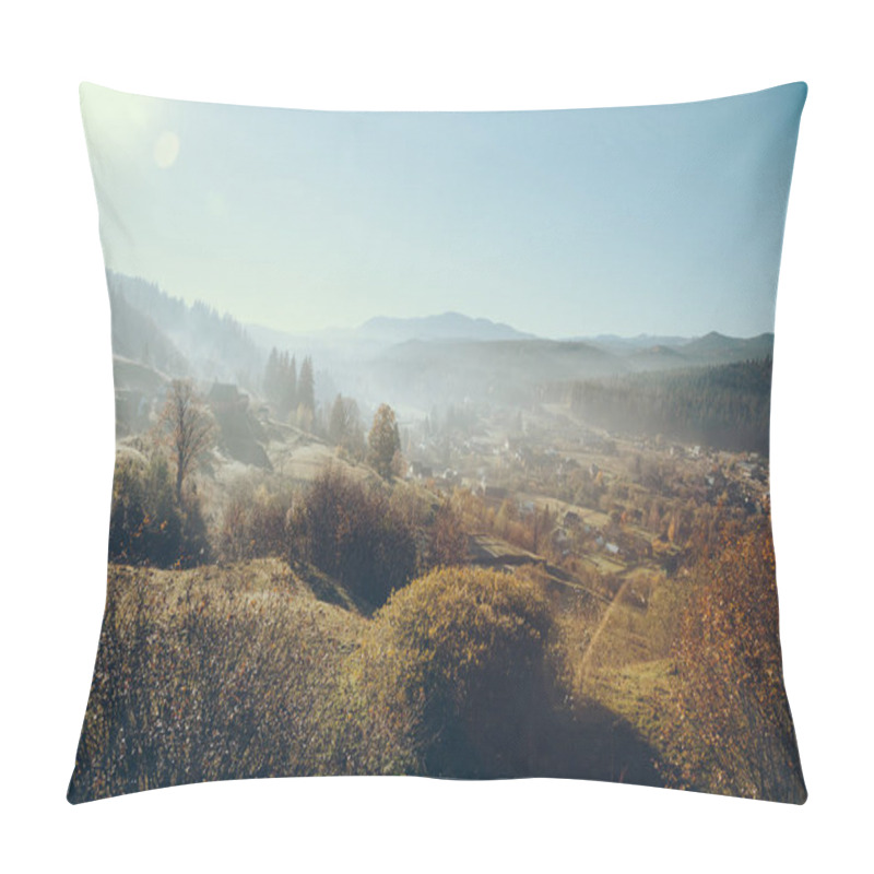 Personality  Aerial View Of Beautiful Carpathians And Vorokhta Town, Ukraine Pillow Covers