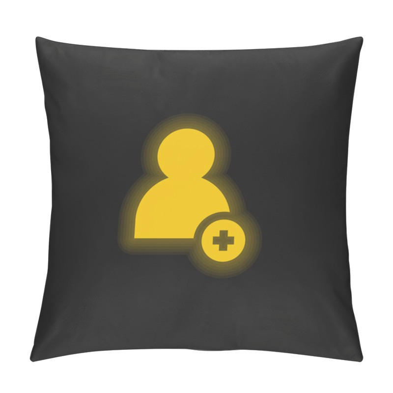 Personality  Add Friend Yellow Glowing Neon Icon Pillow Covers