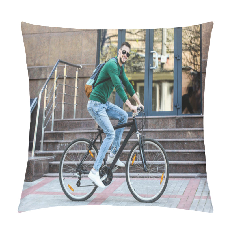 Personality  Young Man Riding Bicycle Pillow Covers