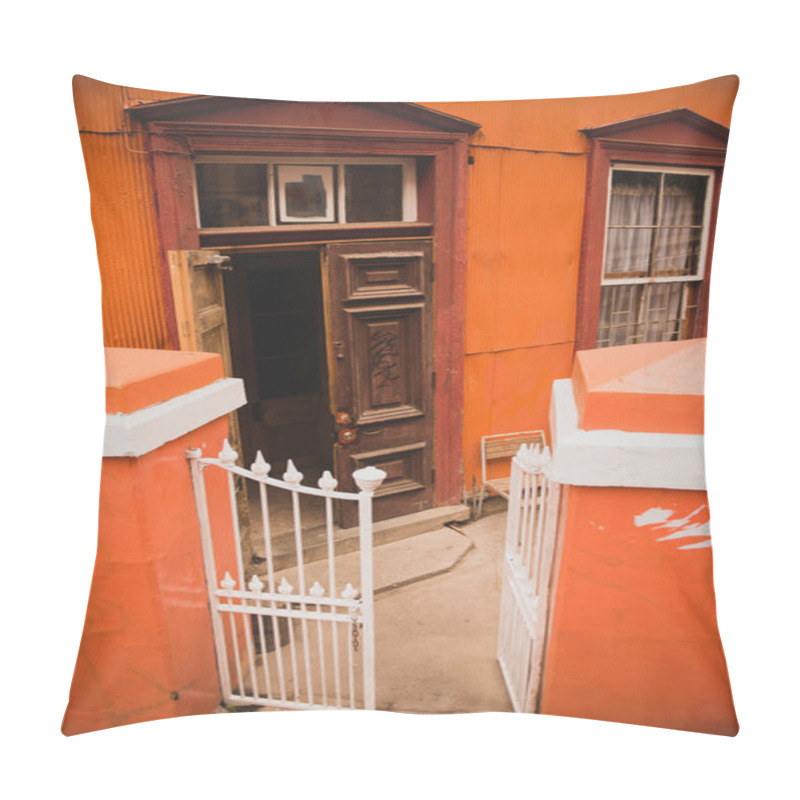 Personality  Orange House In Valparaiso Pillow Covers