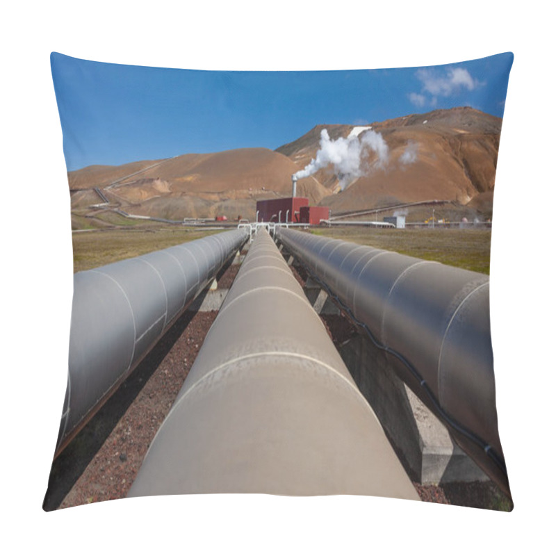 Personality  Climate Change Global Warming Clean Renewable Green Energy Concept Geothermal Power Station In The Krafla Volcanic Region Of Iceland. Pillow Covers