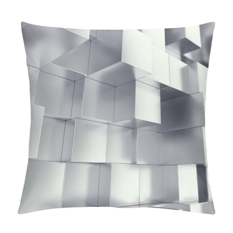 Personality  Metal Cubes Abstract Background With Depth Of Field Effect. 3d Illustration Pillow Covers